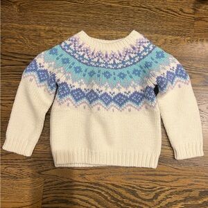 Old Navy Girls Blue and White Fair Isle Sweater